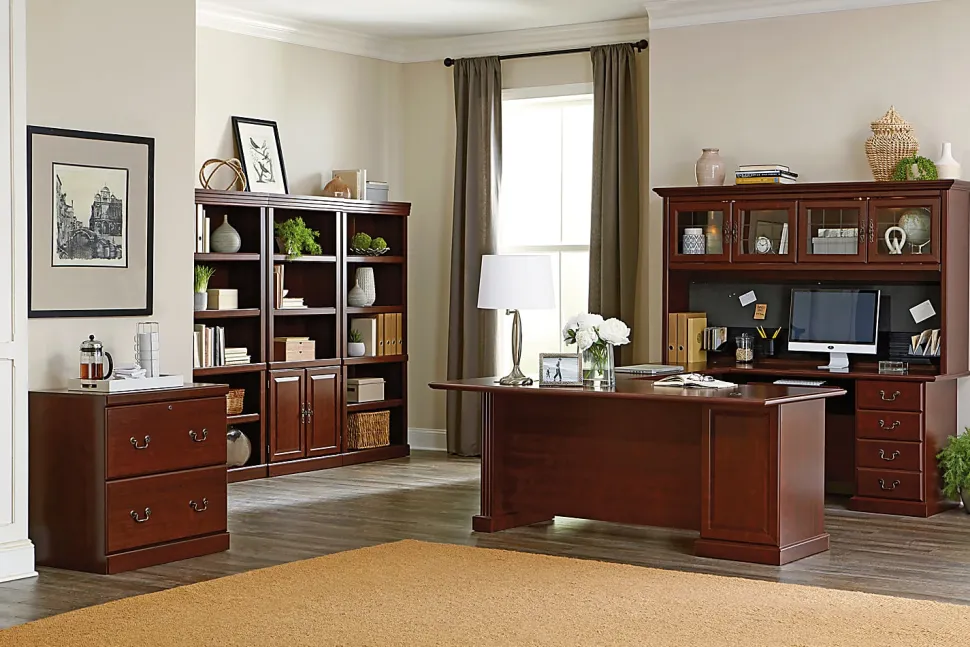 Sauder® Heritage Hill 71"W Executive Computer Desk, Classic Cherry