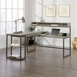 Sauder® Manhattan Gate 61"W L-Shape Computer Desk With Wireless Charger, Mystic Oak