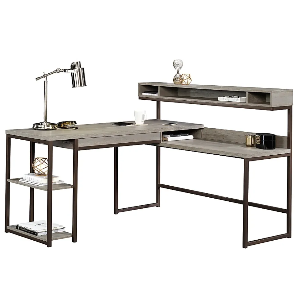 Sauder® Manhattan Gate 61"W L-Shape Computer Desk With Wireless Charger, Mystic Oak