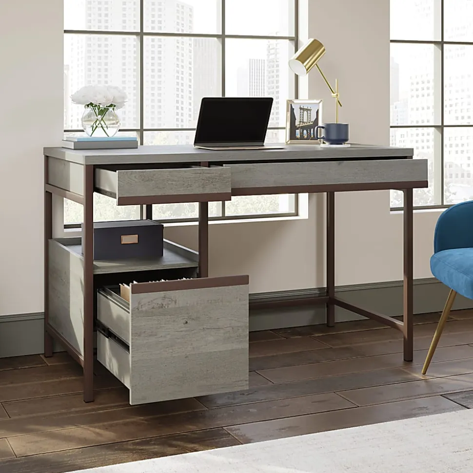 Sauder® Manhattan Gate 48"W Single Pedestal Computer Desk With File Drawer, Mystic Oak