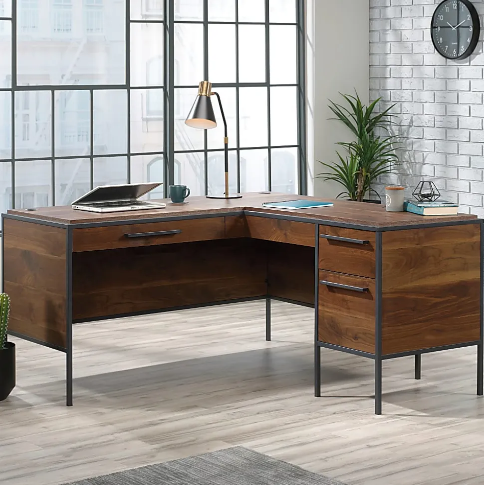 Sauder® Nova Loft 59"W L-Shape Corner Desk, Grand Walnut