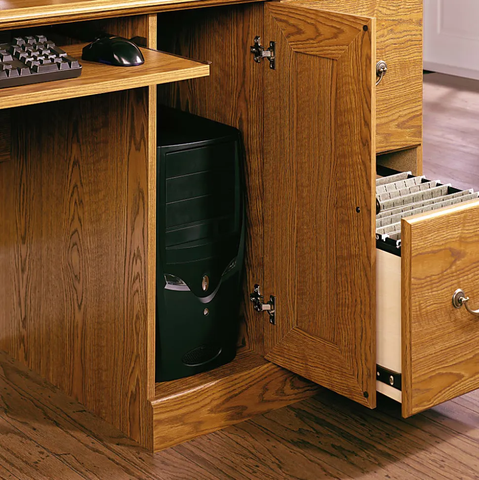 Sauder® Orchard Hills 59"W Computer Desk With Hutch, Carolina Oak