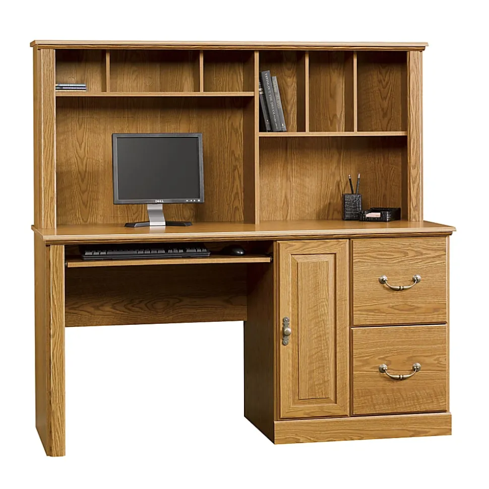 Sauder® Orchard Hills 59"W Computer Desk With Hutch, Carolina Oak