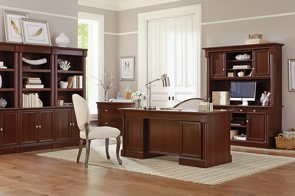 Sauder® Palladia 62"W Computer Credenza With Slide-Out Computer Desktop, Select Cherry