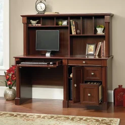 Sauder® Palladia 60"W Computer Desk With Hutch, Select Cherry