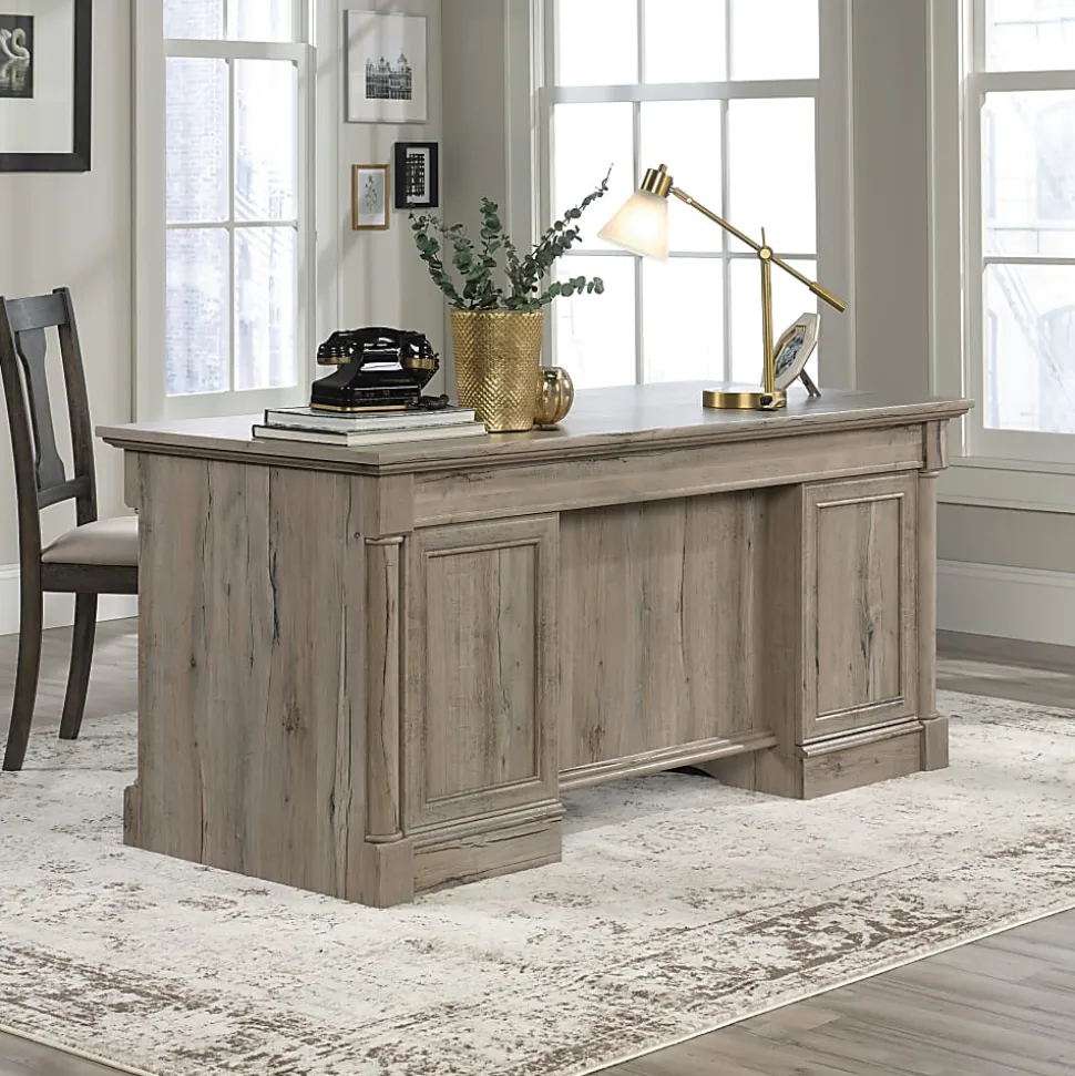 Sauder® Palladia 66"W Double-Pedestal Executive Computer Desk, Split Oak