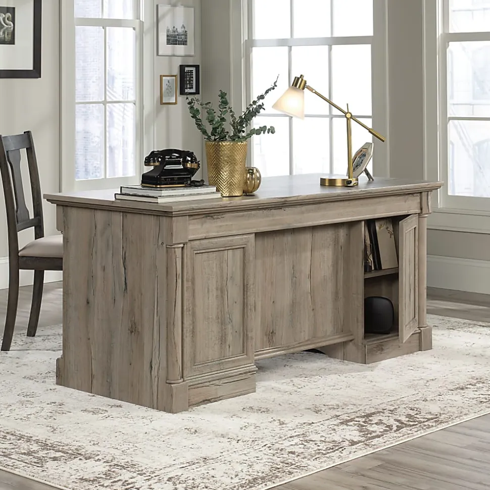 Sauder® Palladia 66"W Double-Pedestal Executive Computer Desk, Split Oak