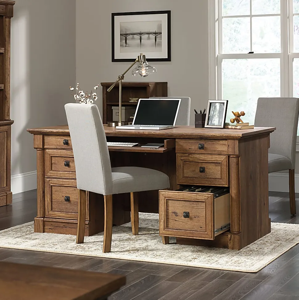 Sauder® Palladia 66"W Executive Computer Desk, Vintage Oak