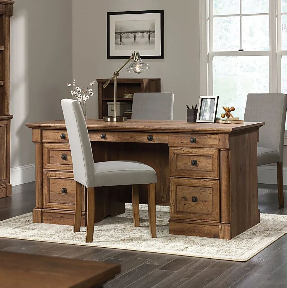 Sauder® Palladia 66"W Executive Computer Desk, Vintage Oak