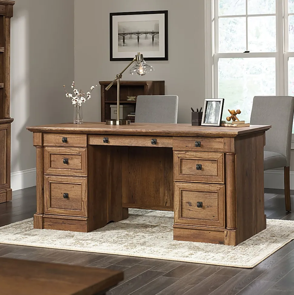Sauder® Palladia 66"W Executive Computer Desk, Vintage Oak