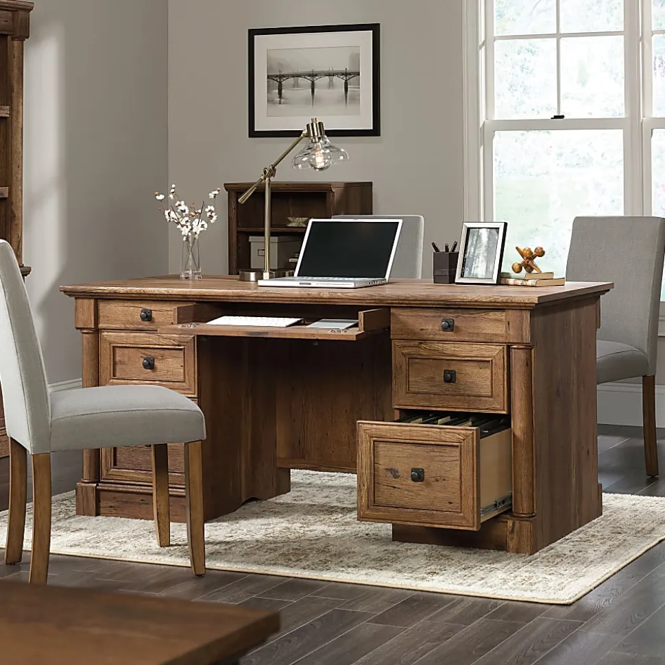 Sauder® Palladia 66"W Executive Computer Desk, Vintage Oak