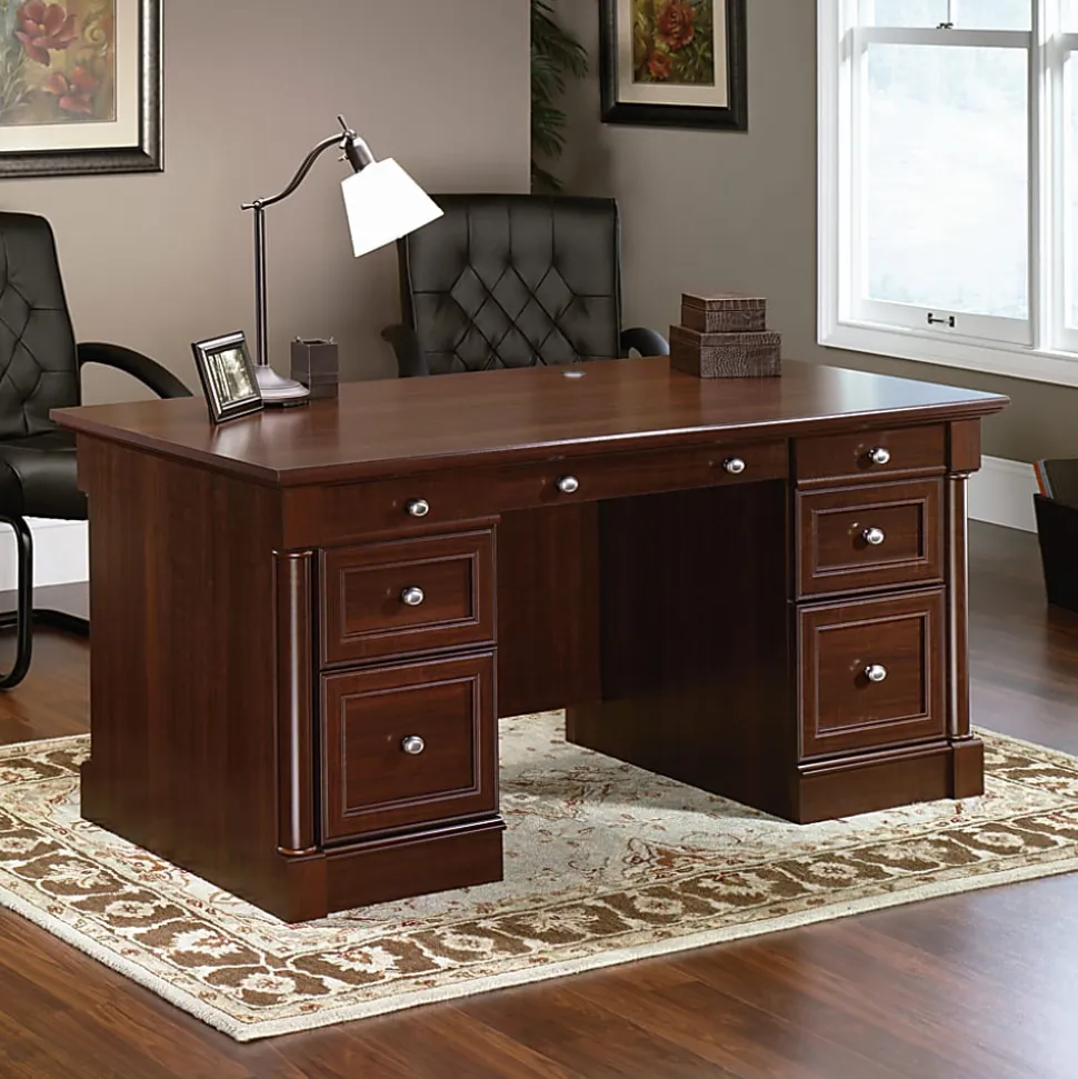 Sauder® Palladia 66"W Executive Computer Desk, Select Cherry