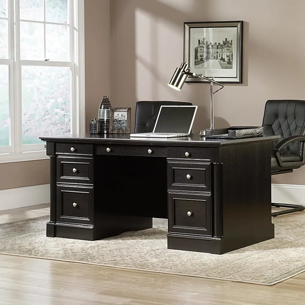 Sauder® Palladia 66"W Executive Computer Desk, Wind Oak