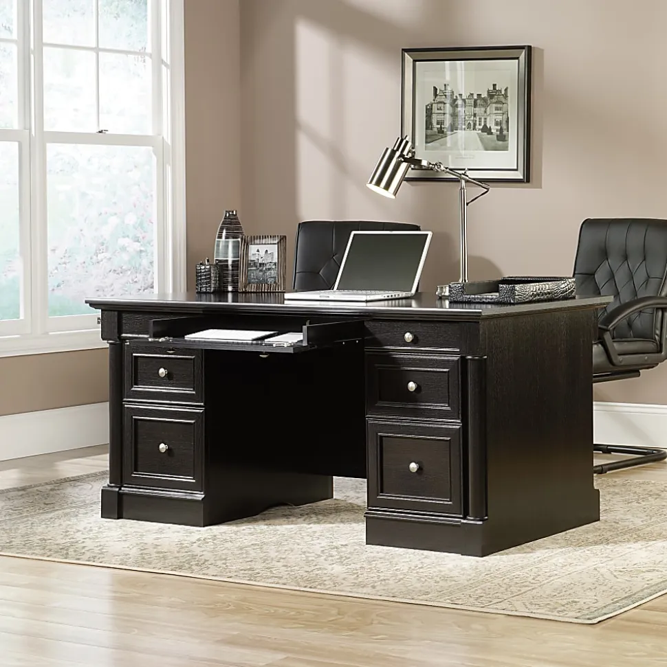 Sauder® Palladia 66"W Executive Computer Desk, Wind Oak