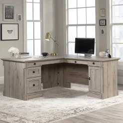 SauderĀ® Palladia 67"W L-Shaped Corner Desk, Split Oak
