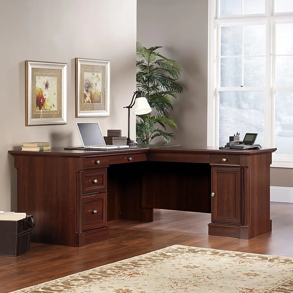 Sauder® Palladia 66"W L-Shaped Corner Desk, Select Cherry