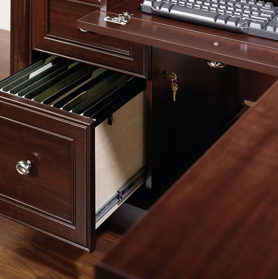 Sauder® Palladia 66"W L-Shaped Corner Desk, Select Cherry