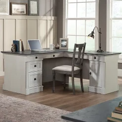 Sauder® Palladia 69”W L-Shaped Corner Desk, Glacier Oak