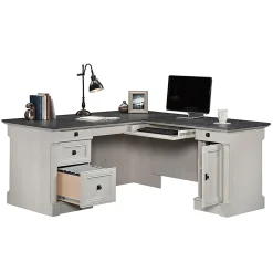 Sauder® Palladia 69”W L-Shaped Corner Desk, Glacier Oak
