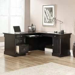SauderĀ® Palladia 66"W L-Shaped Corner Desk, Wind Oak