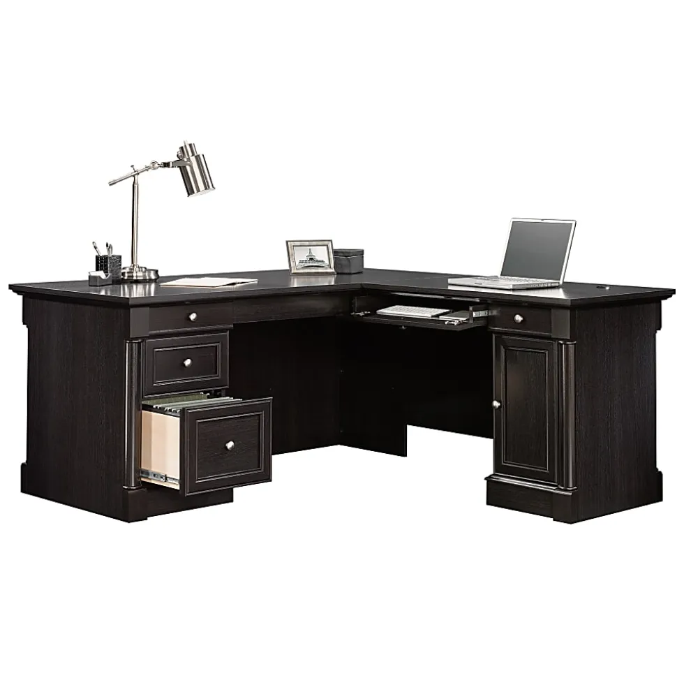Sauder® Palladia 66"W L-Shaped Corner Desk, Wind Oak
