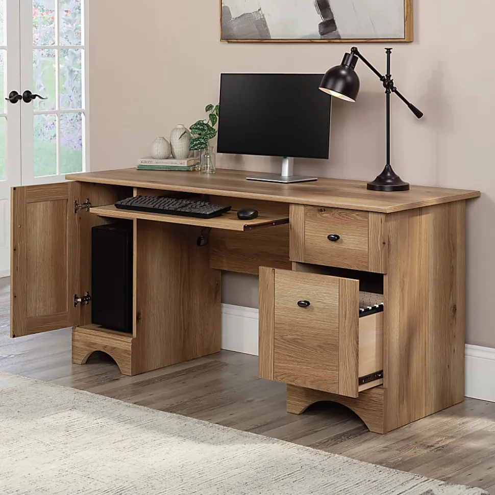 Sauder® Select 60"W Double-Pedestal Computer Desk, Timber Oak