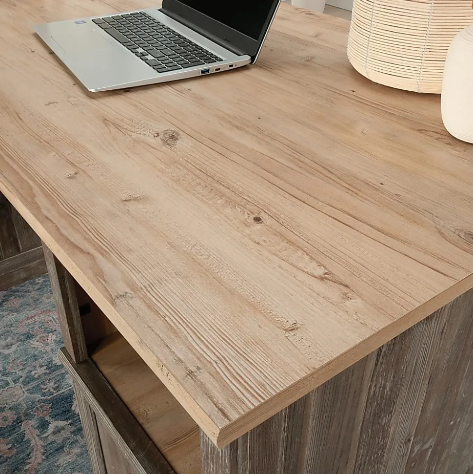Sauder® Sonnet Springs 66"W Executive Double Pedestal Computer Desk, Pebble Pine®/Khaki Pine™