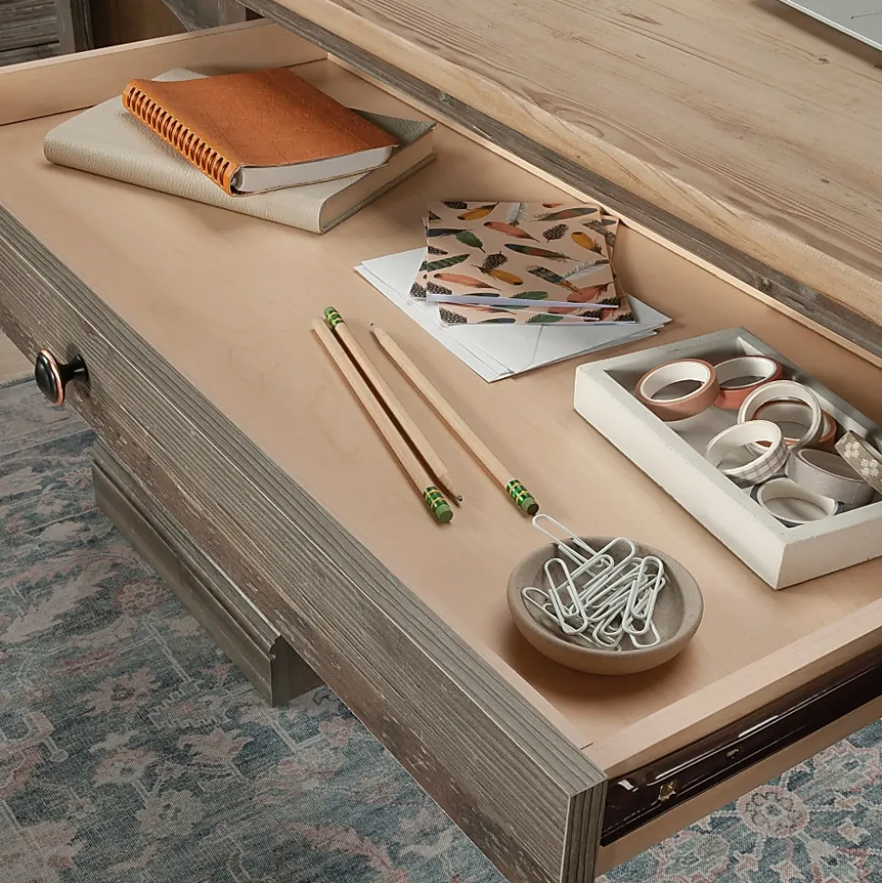 Sauder® Sonnet Springs 66"W Executive Double Pedestal Computer Desk, Pebble Pine®/Khaki Pine™