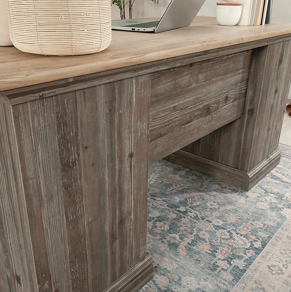 Sauder® Sonnet Springs 66"W Executive Double Pedestal Computer Desk, Pebble Pine®/Khaki Pine™