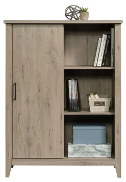 SauderĀ® Summit Station 52"H Bookcase With Sliding Door, Laurel Oak