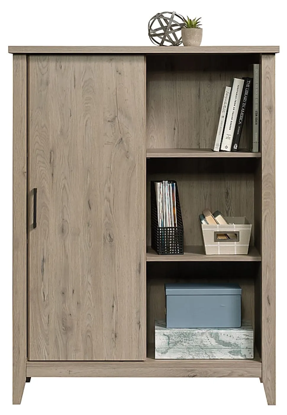 Sauder® Summit Station 52"H Bookcase With Sliding Door, Laurel Oak