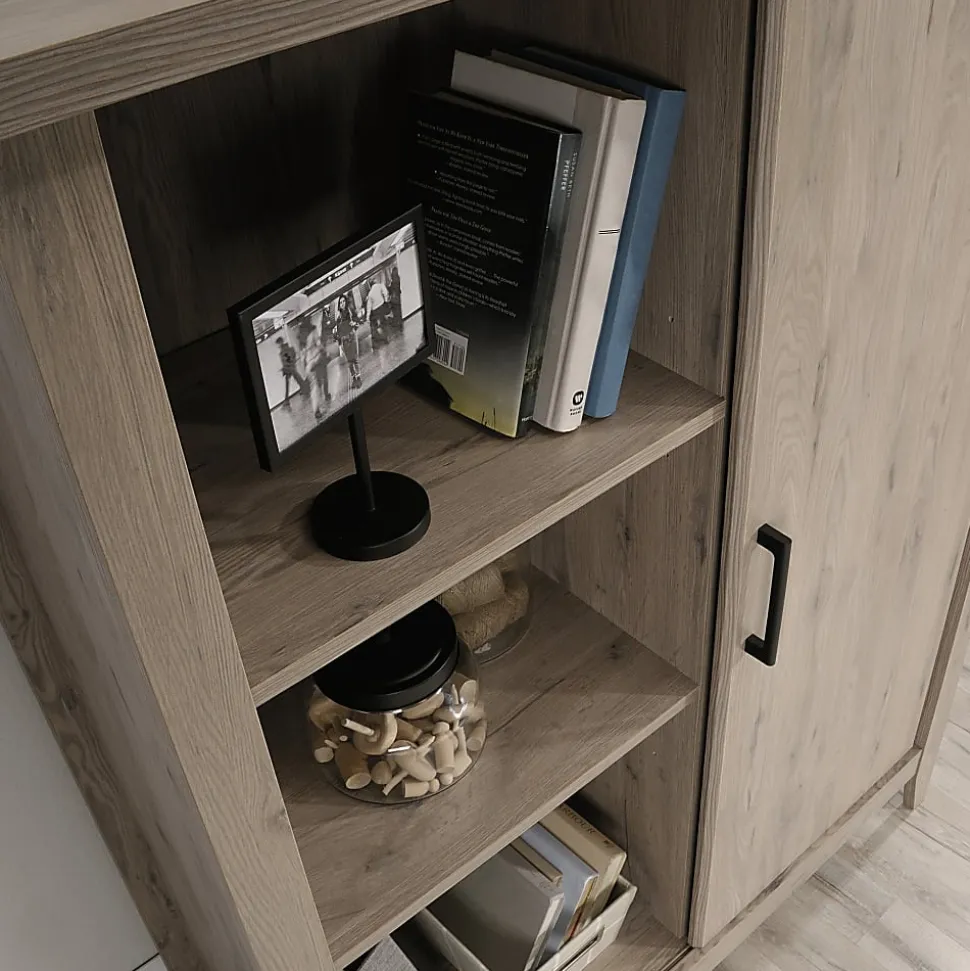 Sauder® Summit Station 52"H Bookcase With Sliding Door, Laurel Oak