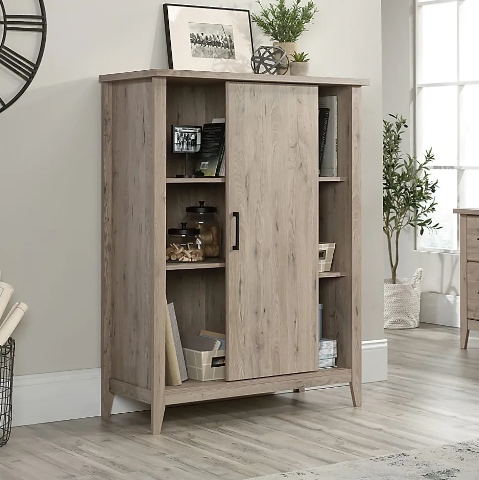 Sauder® Summit Station 52"H Bookcase With Sliding Door, Laurel Oak