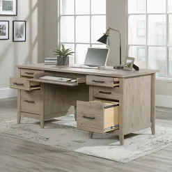 SauderĀ® Summit Station 66"W Executive Computer Desk, Laurel Oak