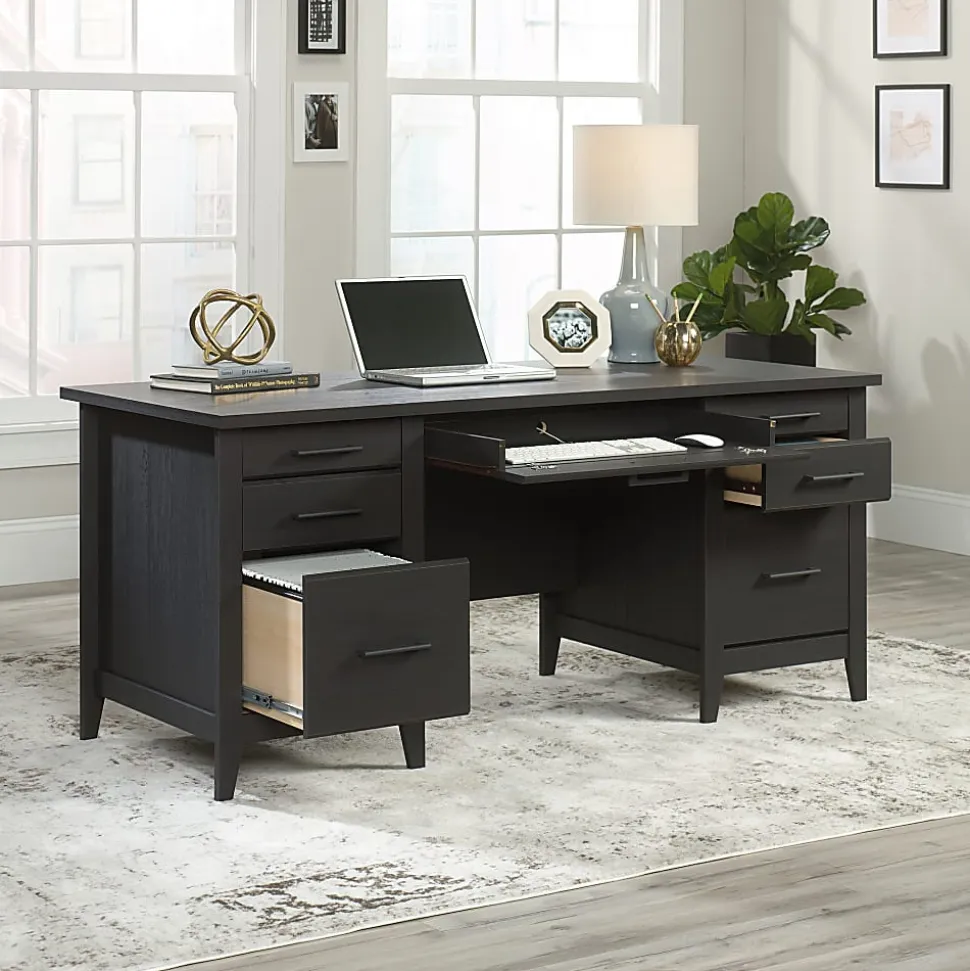 Sauder® Summit Station 66"W Executive Computer Desk, Raven Oak