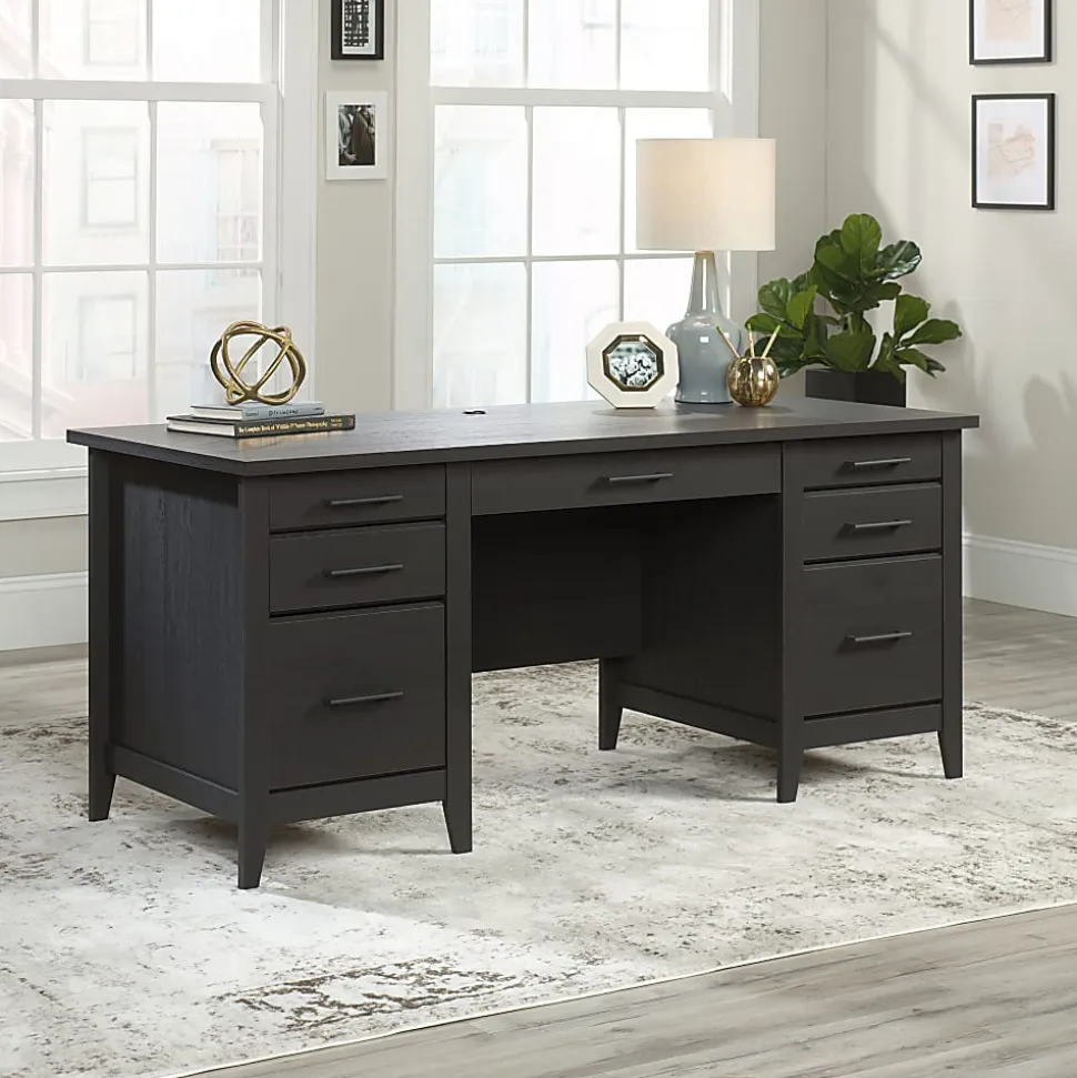 Sauder® Summit Station 66"W Executive Computer Desk, Raven Oak