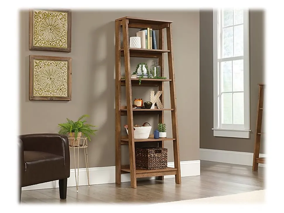 Sauder® Trestle 72"H 5-Shelf Bookcase, Vintage Oak