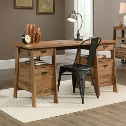 SauderĀ® Trestle 59"W Executive Computer Desk, Vintage Oak
