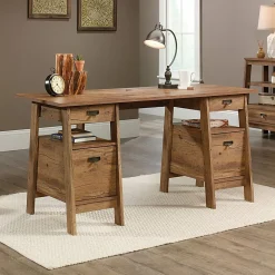 Sauder® Trestle 59"W Executive Computer Desk, Vintage Oak