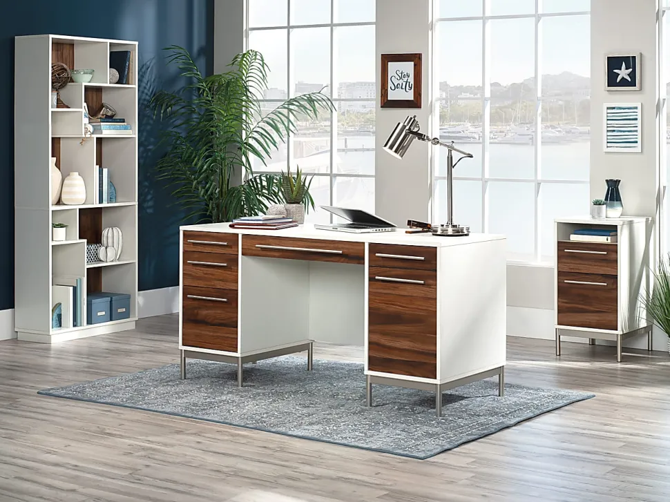 Sauder® Vista Key 72"H 9-Shelf Bookcase, Pearl Oak/Blaze Acacia