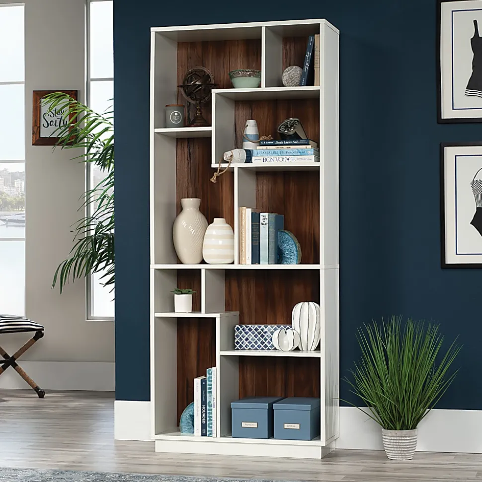 Sauder® Vista Key 72"H 9-Shelf Bookcase, Pearl Oak/Blaze Acacia