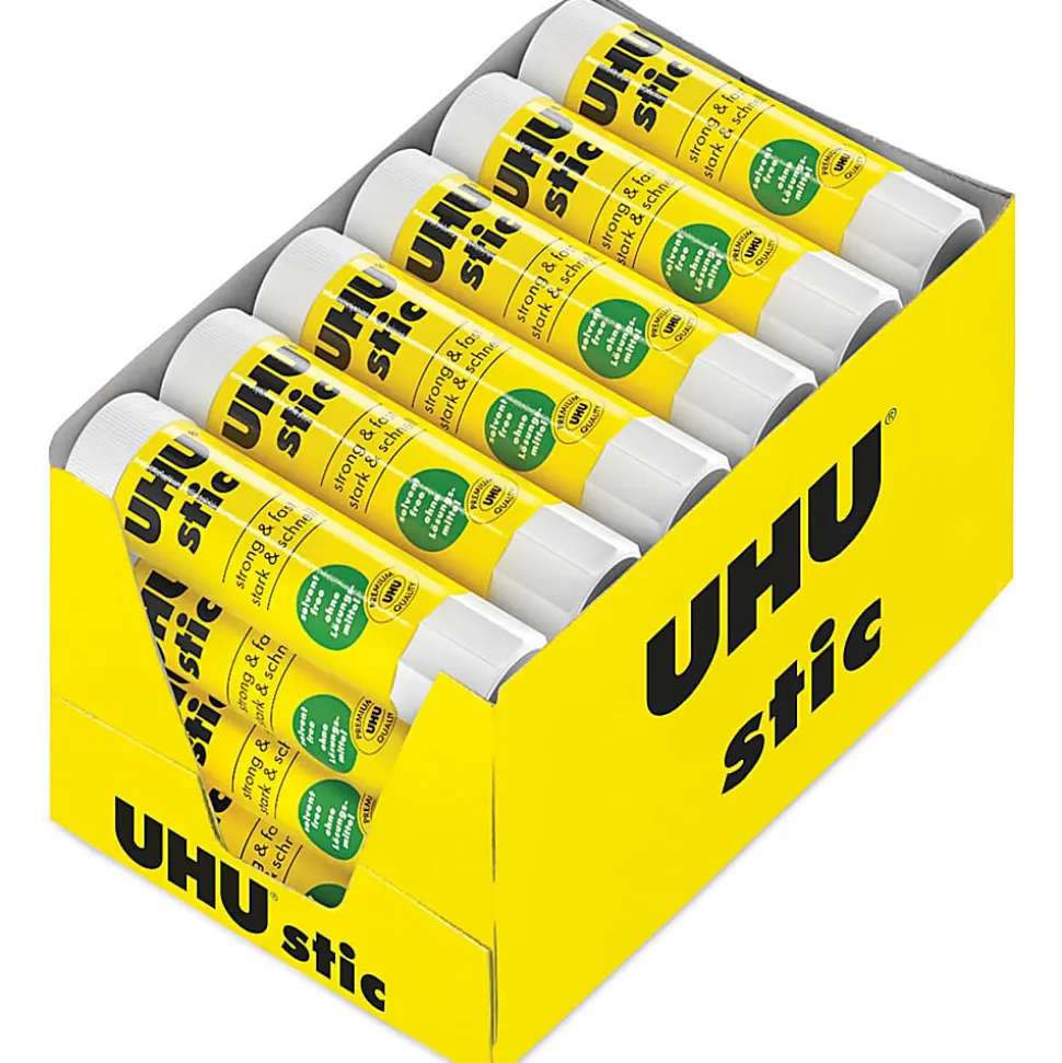 Saunders UHU stic Washable Glue Stick - 0.29 oz - 24 / Box - White
