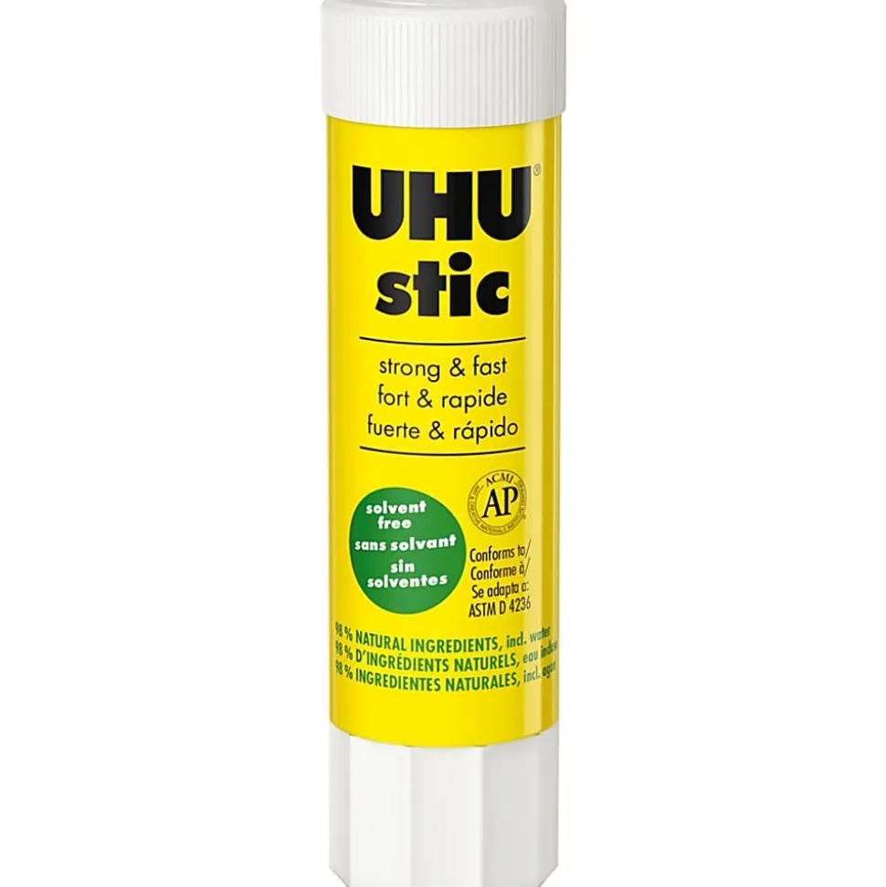 Saunders UHU stic Washable Glue Stick - 0.29 oz - 24 / Box - White