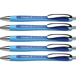 Schneider® Rave Retractable Ballpoint Pen, ViscoGlide Ink, 1.4mm, Blue, Pack of 5