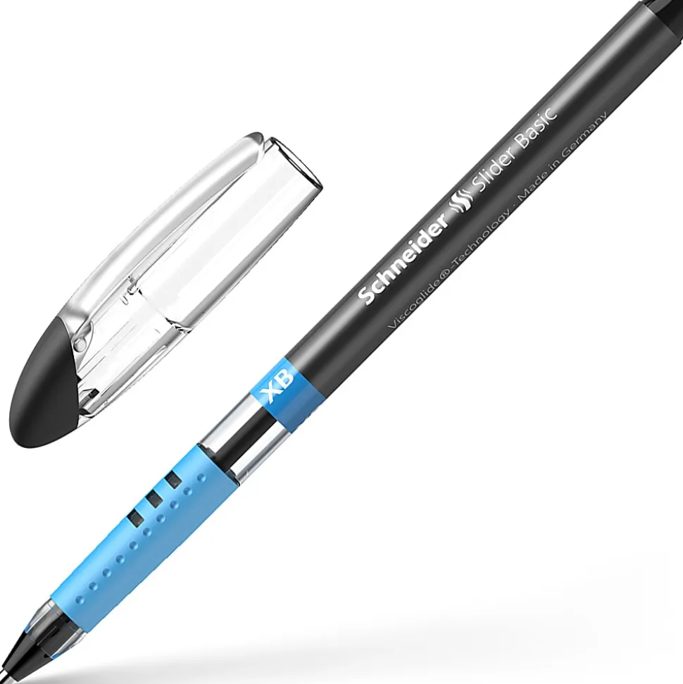 Schneider Slider Basic XB Ballpoint Pens, Extra-Bold Point, 1.4 mm, Black Barrels, Black Ink, Pack Of 10 Pens
