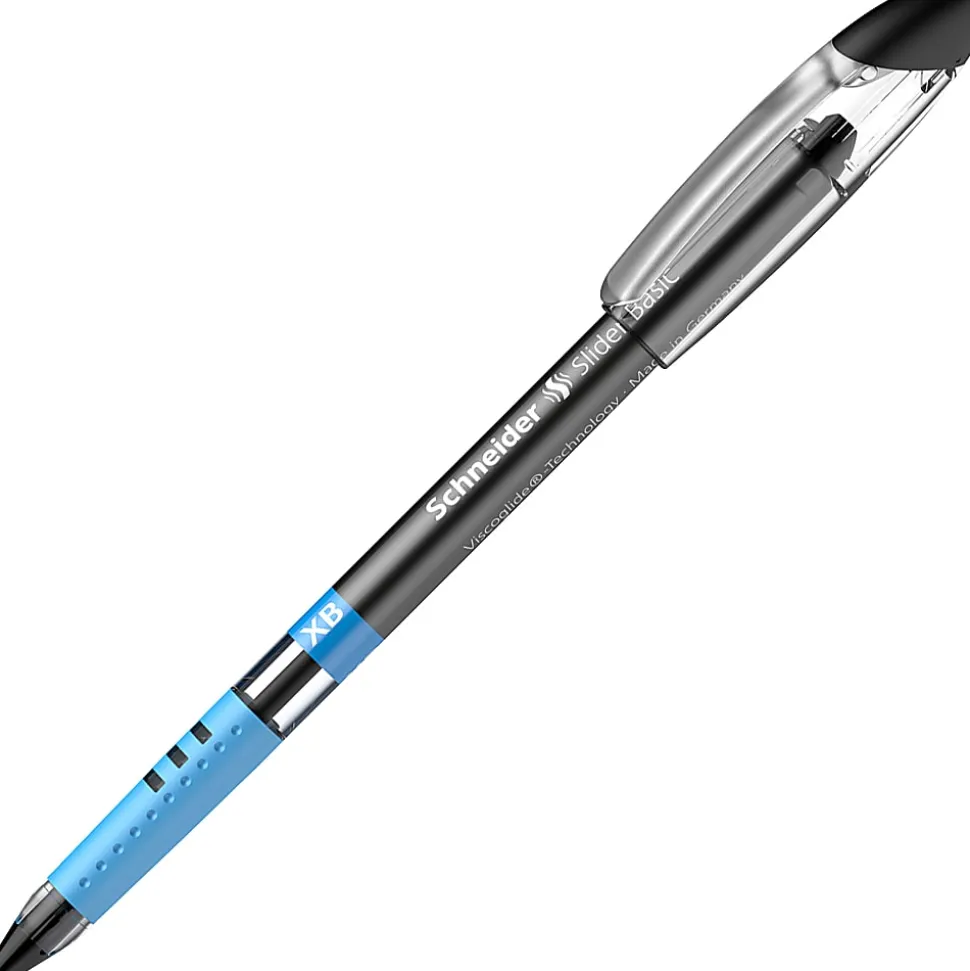 Schneider Slider Basic XB Ballpoint Pens, Extra-Bold Point, 1.4 mm, Black Barrels, Black Ink, Pack Of 10 Pens