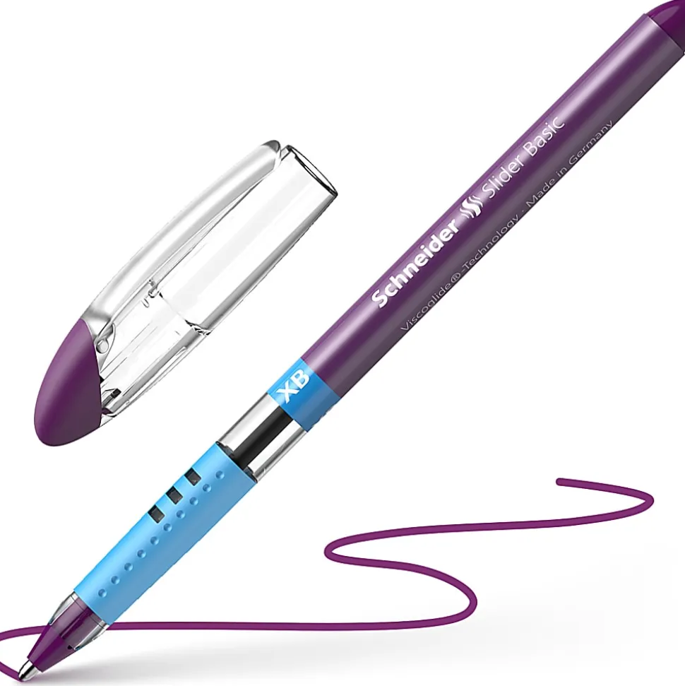 Schneider Slider Basic XB Ballpoint Pens, Extra-Bold Point, 1.4 mm, Assorted Color Barrels, Assorted Color Ink, Pack Of 8 Pens