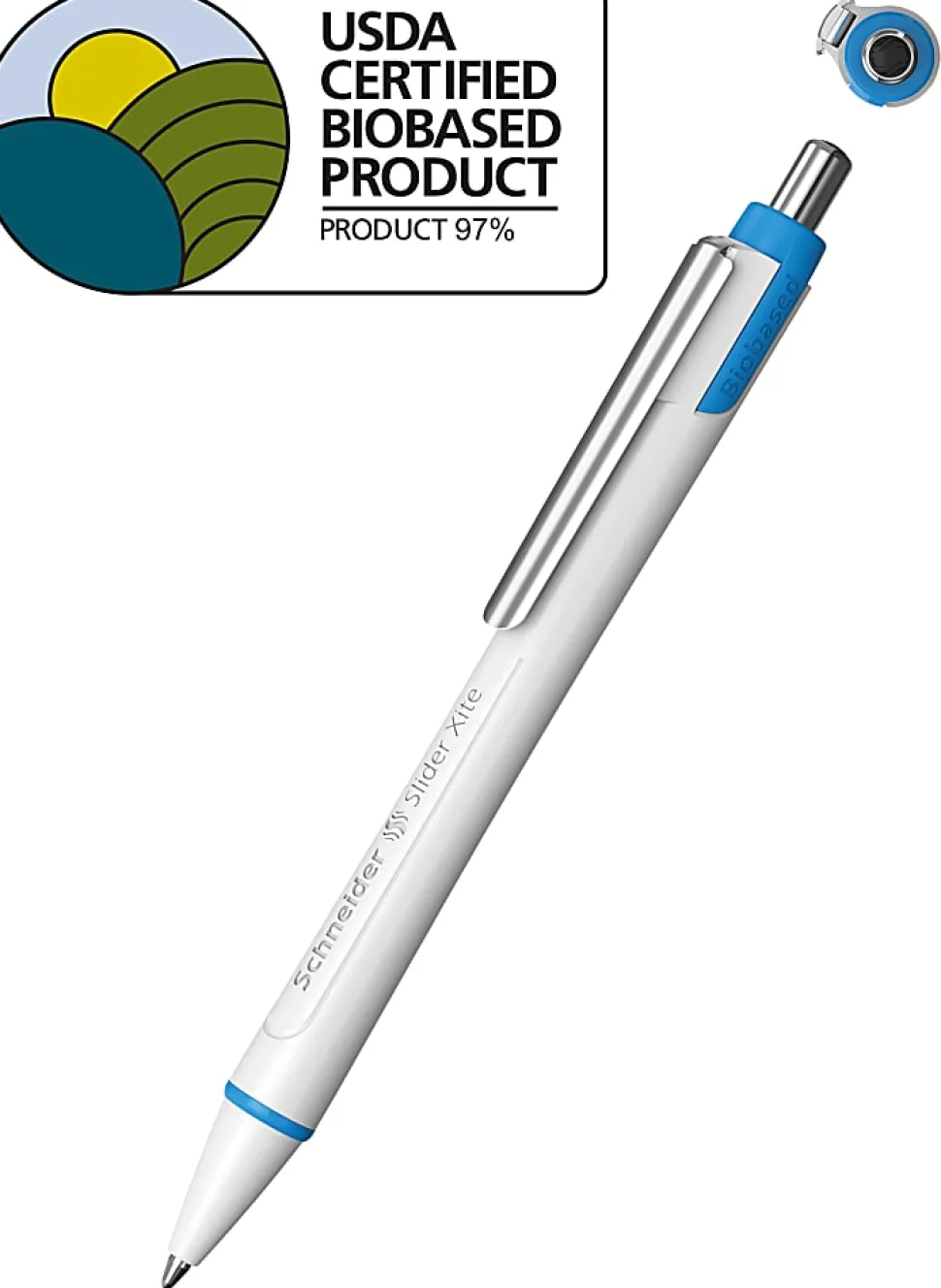 Schneider Slider Xite XB Retractable Ballpoint Pens, Extra-Bold Point, 1.4 mm, White Barrel, Black Ink, Pack Of 10 Pens