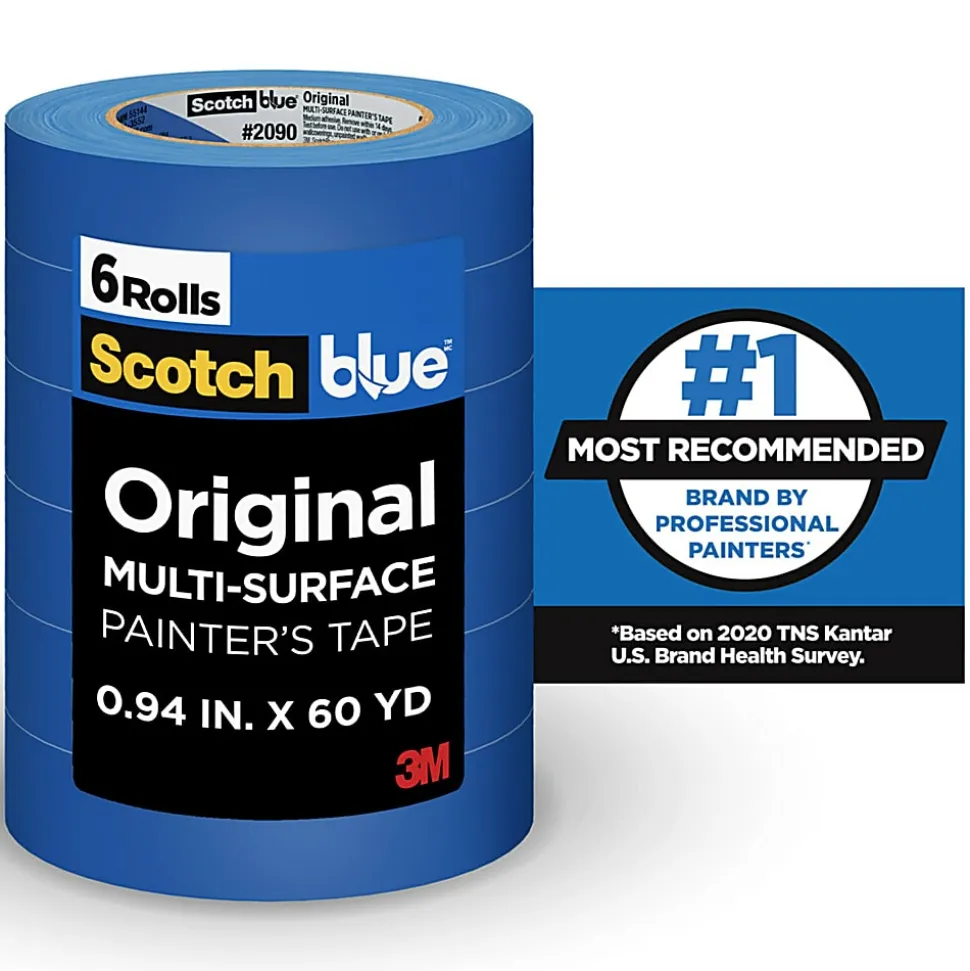 Scotch®Blue Original Multi-Surface Painter's Tape, 6 Tape Rolls, 0.94 in x 60 yd, 3" Core, Blue - 209024EVP