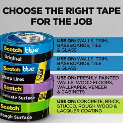 ScotchBlue Original Painter's Tape, 0.94 in x 60 yd, 3" Core, Blue, 3 rolls/pack